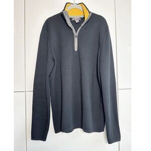 Banana Republic Quarter Zip Black Size Large Patch Elbow Merino Wool Preppy
